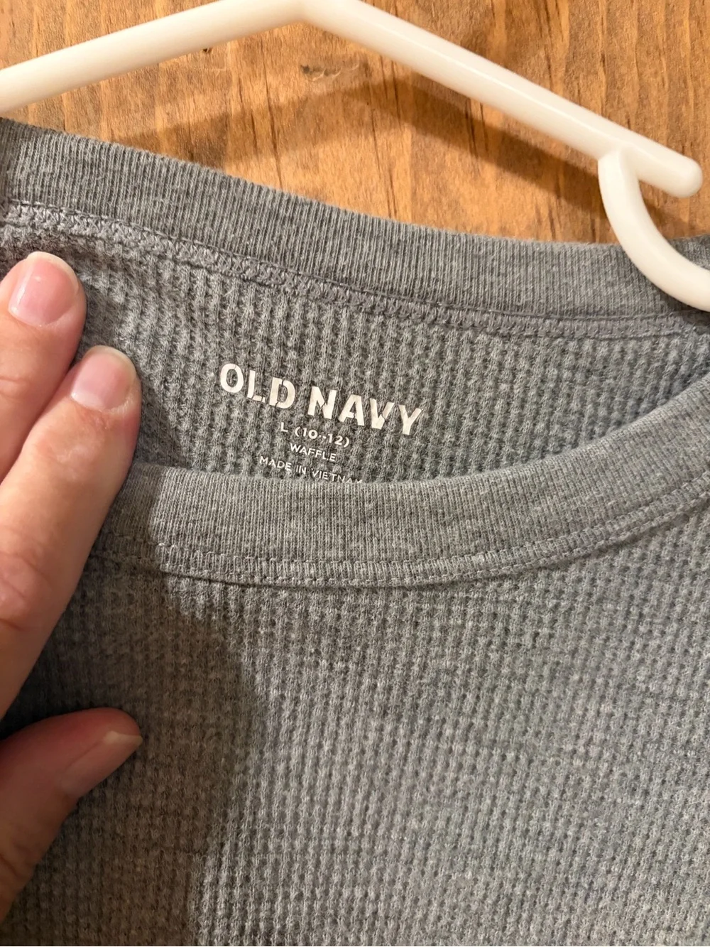 Old Navy Youth Gray Waffle Knit Long Sleeve